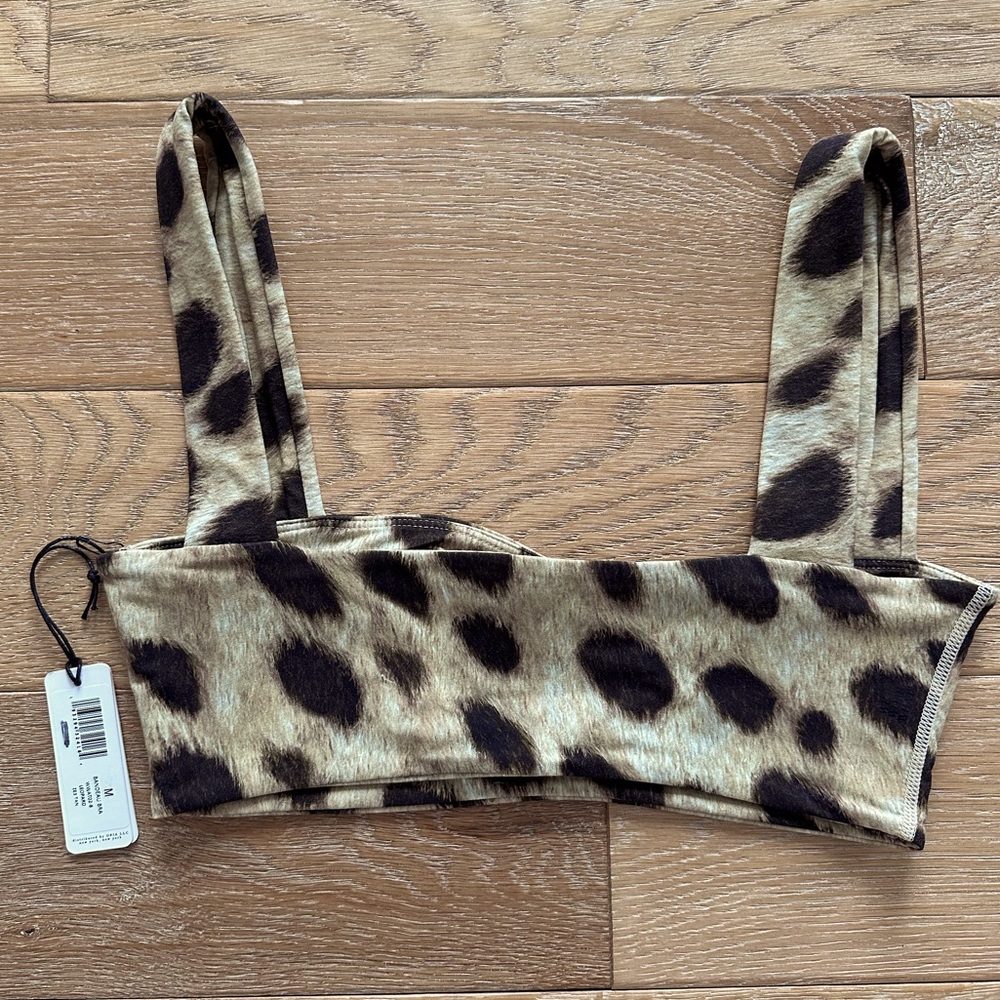 NWT WE WORE WHAT leopard bandeau bra top